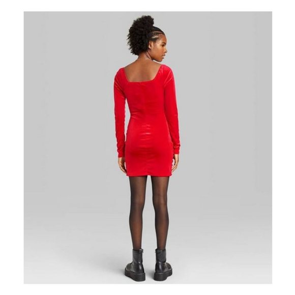 Wild Fable™ - Long Sleeve Ruched Red Velvet Bodycon Dress - Picture 3 of 8